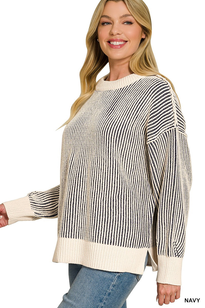 Two Tone Crewneck Sweater