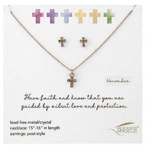 Alexa's Angels Birthstone Necklace and Earring Set