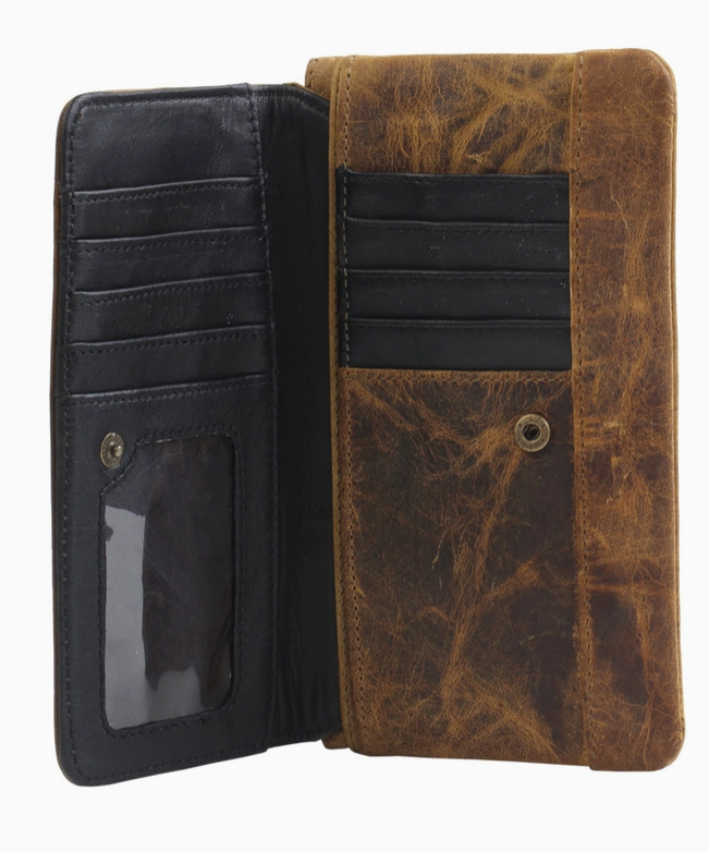 OAK FIRE  LEATHER AND HAIRON WALLET