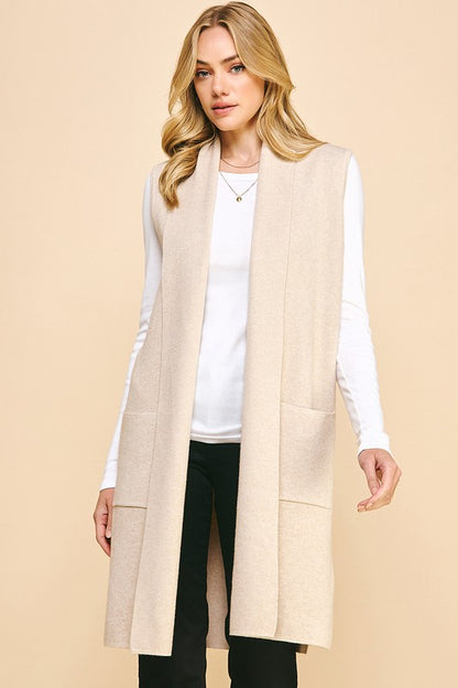 Carrie Slvless Open Knitted Cardigan