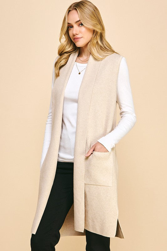 Carrie Slvless Open Knitted Cardigan