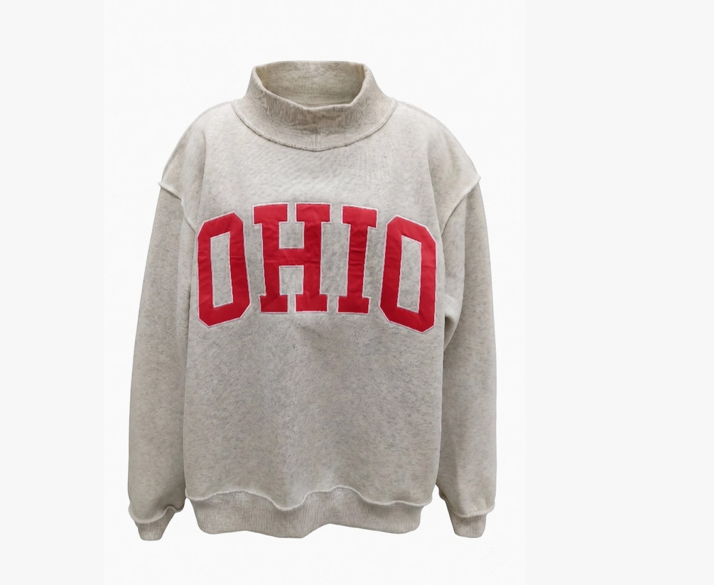 OHIO  'OHIO' Embroidered Mock Neck Sweatshirt