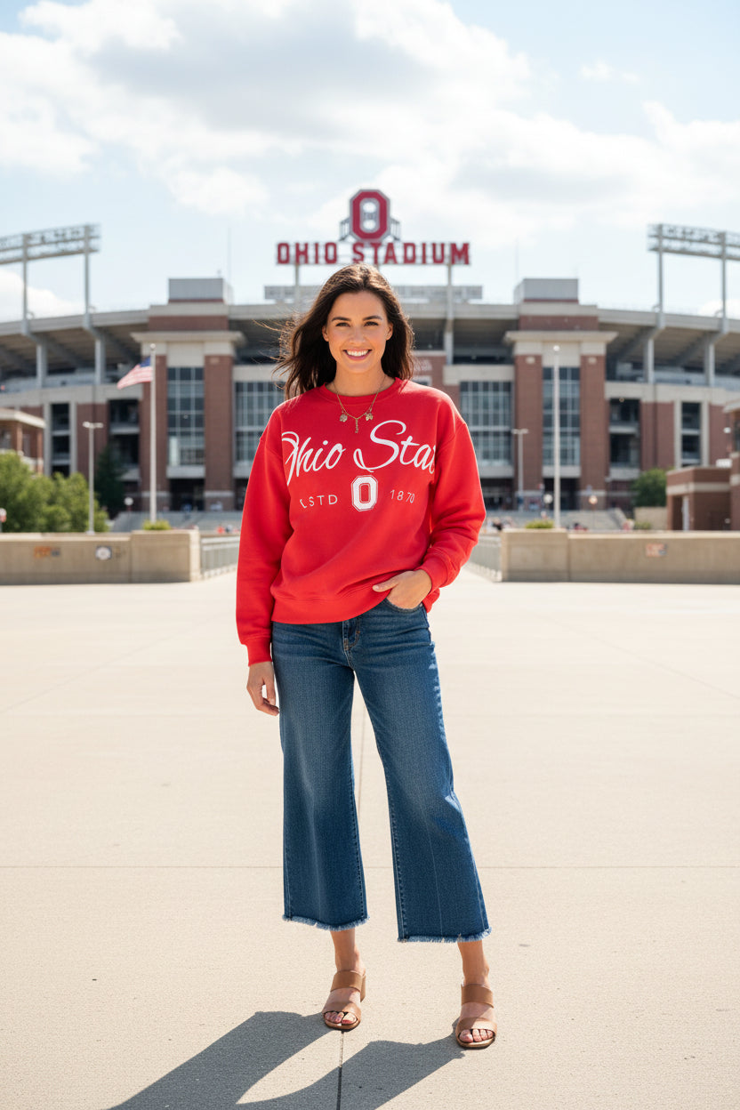 Ohio State Buckeyes Alexus Script Crew Neck Sweatshirt