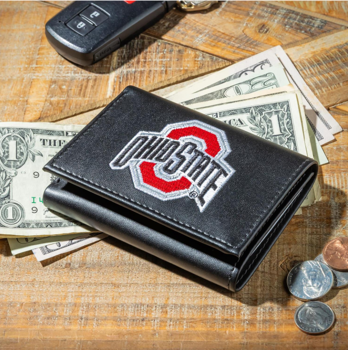 Ohio State University Black Embroidered Wallet w/ RFID Blocking