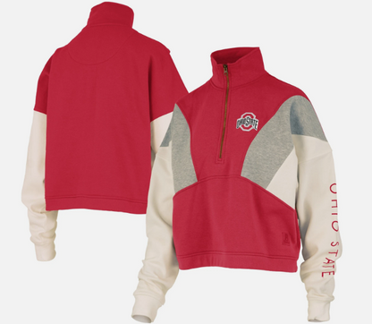 Ohio State Buckeyes Ferrara Long Sleeve Oversized Waist Length Pieced Fleece