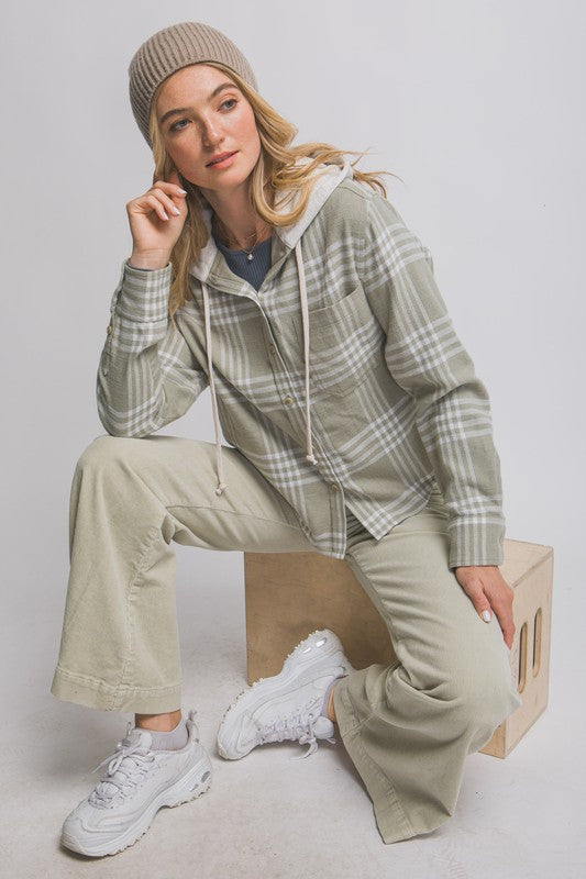 Heather Hooded Flannel Shirt