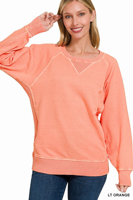 PIGMENT DYED FRENCH TERRY PULLOVER WITH POCKETS