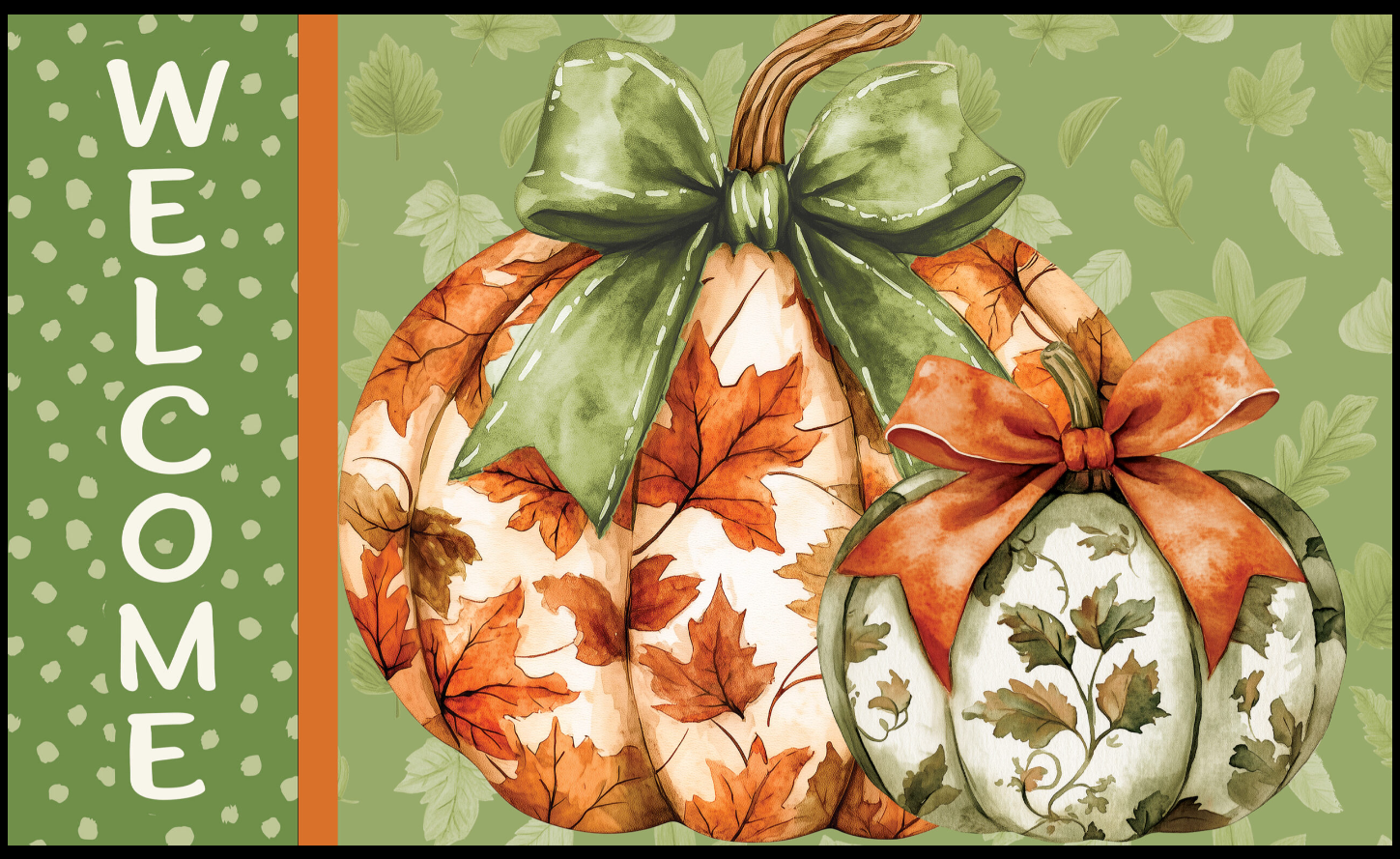 Custom Decor - Floor Mat-Orange & Green Stack