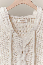 Amy Patterned Sweater With Hoodie And Drawstring