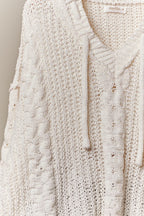 Amy Patterned Sweater With Hoodie And Drawstring