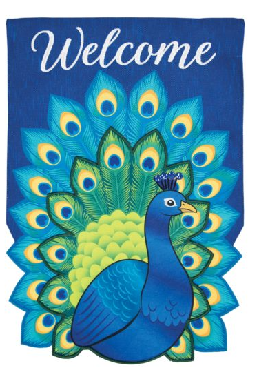 "Peacock" Double Applique Garden Flag