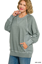 Plus PIGMENT DYED FRENCH TERRY PULLOVER WITH POCKETS