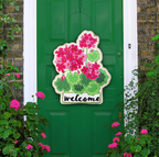 Pink Geranium Welcome Friends Estate Door Décor