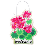 Pink Geranium Welcome Friends Estate Door Décor