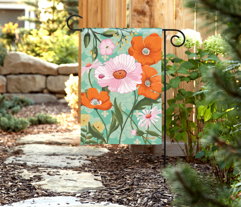 Pink Poppy Garden Flag
