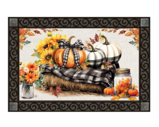Plaid Pumpkins MatMate Door Mat