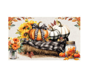 Plaid Pumpkins MatMate Door Mat