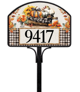 Plaid Pumpkins Yard DeSign