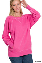 Plus PIGMENT DYED FRENCH TERRY PULLOVER WITH POCKETS
