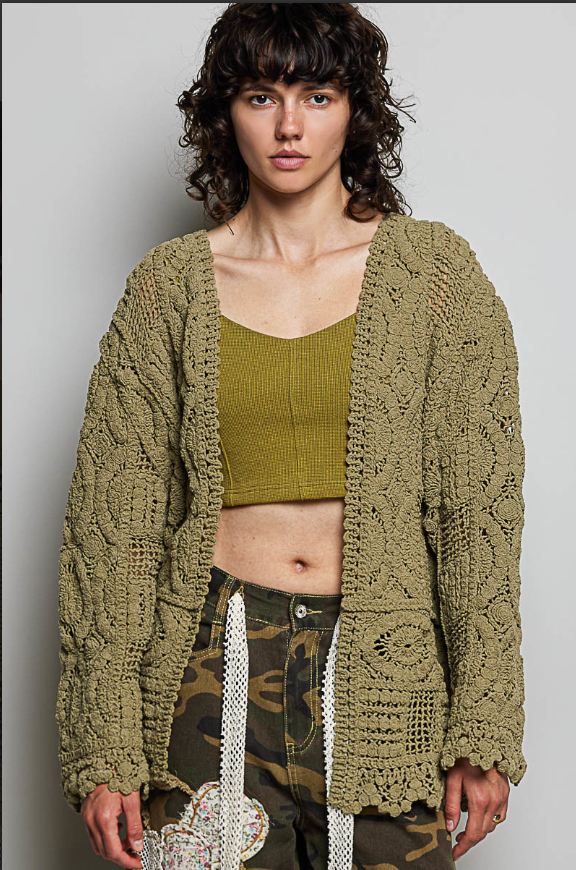 Pol Clothing - Crochet Knit Cardigan