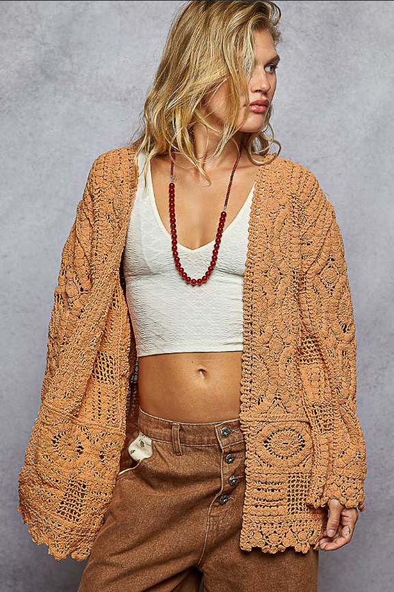 Pol Clothing - Crochet Knit Cardigan