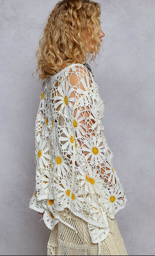 Pol Crochet Knit Daisy Cardi