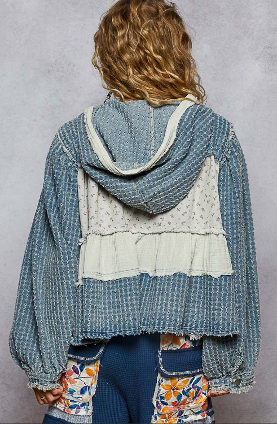 Pol V-neck balloon sleeve regular fit hoodie top