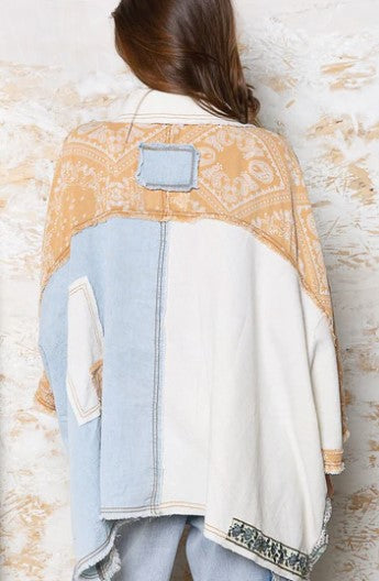 Light Demin Multi Oversized Short Sleeved Top