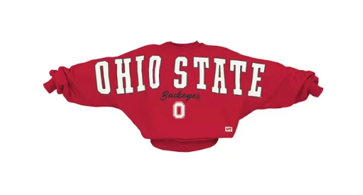 Ohio State Buckeyes Red Flannigan Oversized Crew Neck Fleece One Size Fits Most(Small-2X)