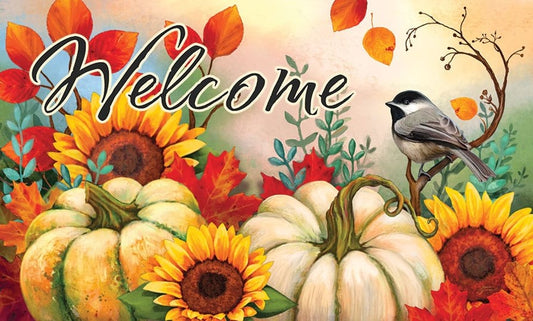 Pumpkins & Chickadees Floormat