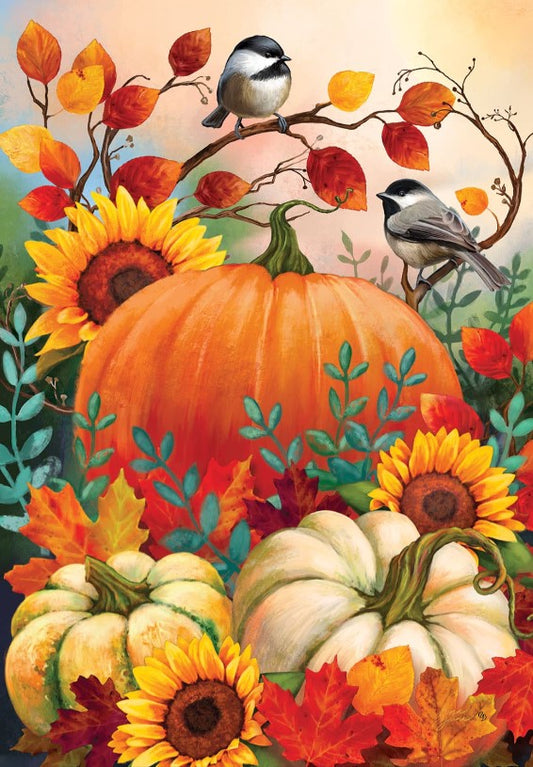 Pumpkins & Chickadees Flag