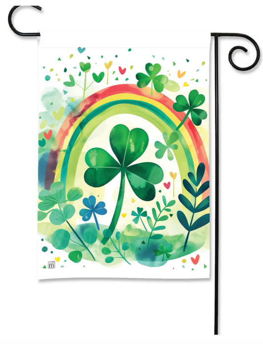 Rainbow Clover Garden Flag