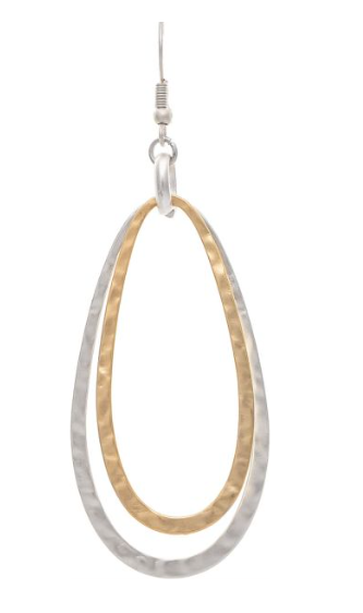 Two Tone Big Oval Links Earring