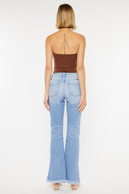 HIGH RISE LEG DISTRESS BOOTCUT JEANS