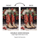 Red Christmas Cowboy Boots Suede Flag