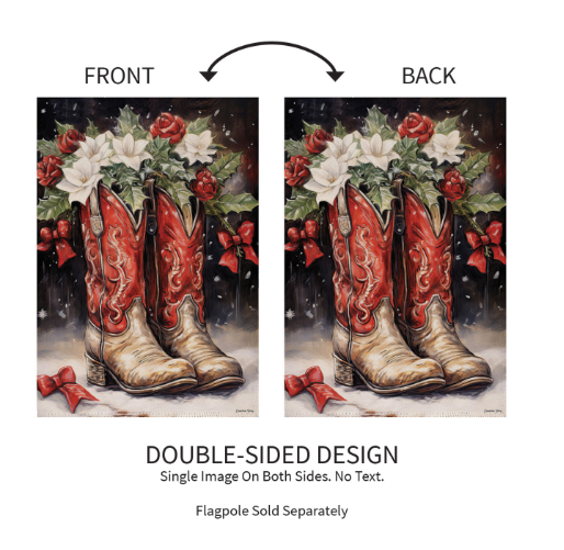 Red Christmas Cowboy Boots Suede Flag