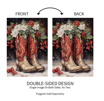 Red Christmas Cowboy Boots Suede Flag
