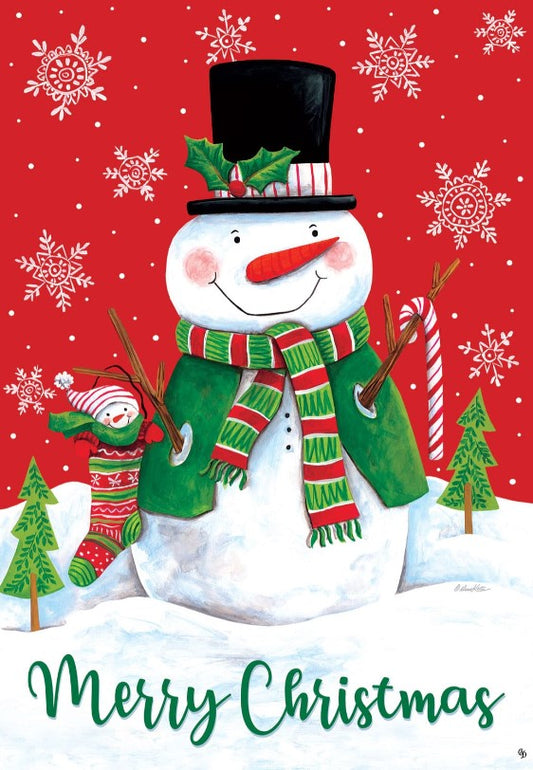 Red & Green Snowman Flag