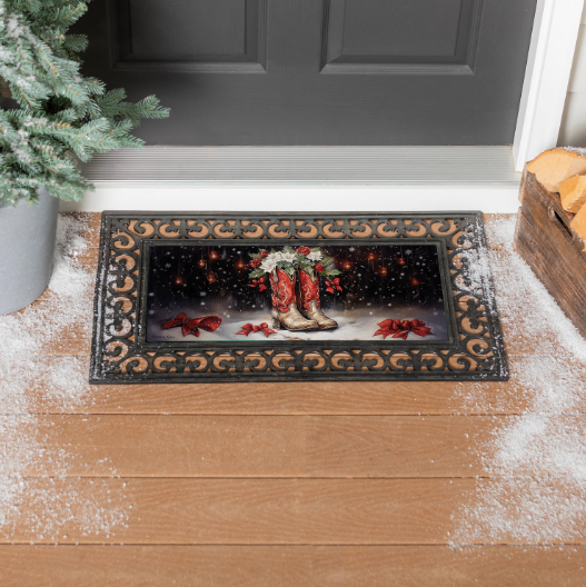Red Christmas Cowboy Boots Sassafras Switch Mat