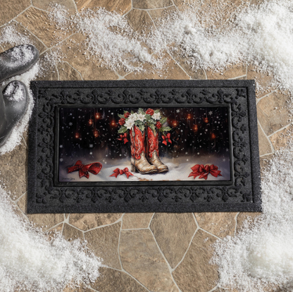 Red Christmas Cowboy Boots Sassafras Switch Mat