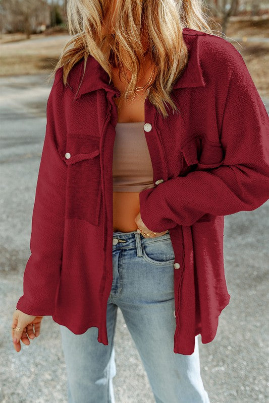 Mila Contrast Flap Pockets Relaxed Shacket
