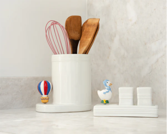 red, white, and balloon Nora Fleming Hot Air Balloon