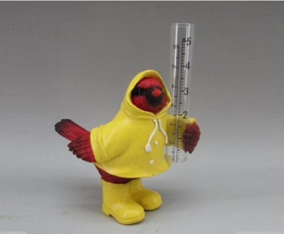 RESIN CARDINAL RAIN GAUGE