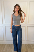JOA Ribbed Button Up Tank Top