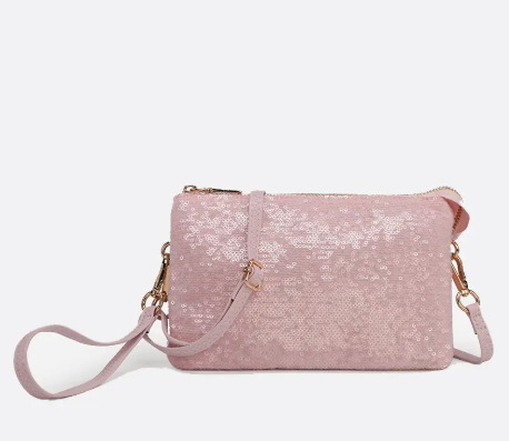 Riley Sequin Crossbody - Light Pink