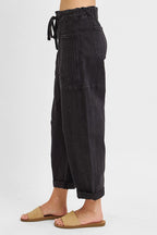 Risen Black High Rise Boyfriend Cuffed Barrel Jeans