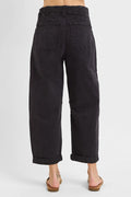 Risen Black High Rise Boyfriend Cuffed Barrel Jeans