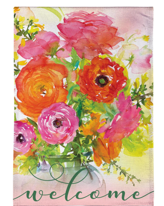 Ronunculus Welcome Burlap Flag