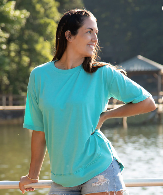 Short Sleeve Vintage Washed Poncho Tee