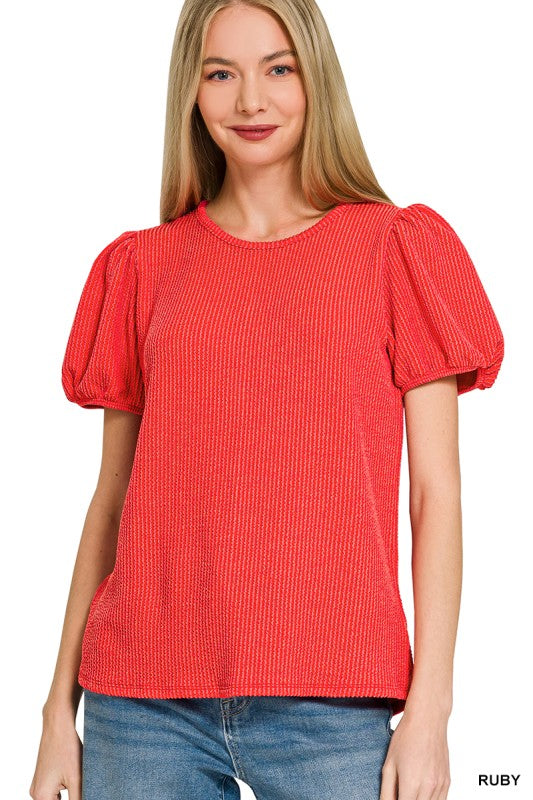 Puff Sleeve Corded Shirt